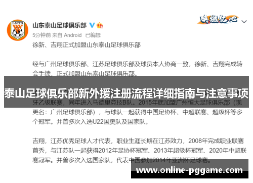 泰山足球俱乐部新外援注册流程详细指南与注意事项